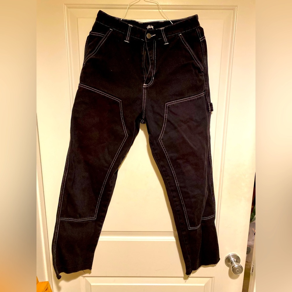 Rare Stussy Double Knee Black Jeans Denim Gem